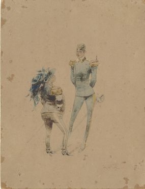  Carlo Chiostri  (Firenze, 1863 - 1939) : Ufficiale e bersagliere.  - Auction Prints and Drawings - Libreria Antiquaria Gonnelli - Casa d'Aste - Gonnelli Casa d'Aste