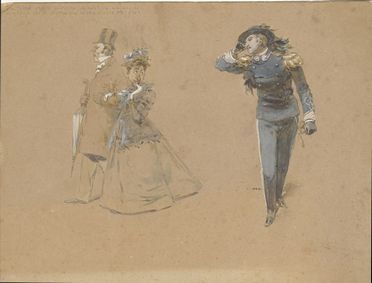  Carlo Chiostri  (Firenze, 1863 - 1939) : Bersagliere e coppia a passeggio.  - Auction Prints and Drawings - Libreria Antiquaria Gonnelli - Casa d'Aste - Gonnelli Casa d'Aste