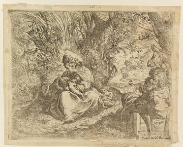  Camillo Procaccini  (Bologna, 1551 - Milano, 1629) : Riposo durante la fuga in Egitto.  - Auction Prints and Drawings - Libreria Antiquaria Gonnelli - Casa d'Aste - Gonnelli Casa d'Aste