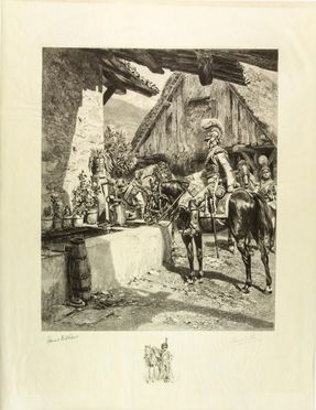 Jean-Baptiste douard Detaille  (1848 - 1912) : L'abreuvoir.  - Auction Prints and Drawings - Libreria Antiquaria Gonnelli - Casa d'Aste - Gonnelli Casa d'Aste