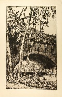  Frank William Brangwyn  (Bruges, 1867 - Ditchling, 1956) : Arch of the Pont Neuf Paris.  - Auction Prints and Drawings - Libreria Antiquaria Gonnelli - Casa d'Aste - Gonnelli Casa d'Aste