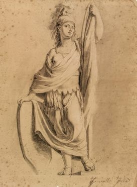  Pietro Fancelli  (Bologna, 1764 - Pesaro, 1850) : Studio accademico di ritratto femminile in vesti di Athena.  - Auction Prints and Drawings - Libreria Antiquaria Gonnelli - Casa d'Aste - Gonnelli Casa d'Aste
