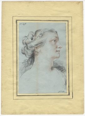  Nol Nicolas Coypel  (Parigi, 1690 - 1734) : Testa muliebre.  - Auction Prints and Drawings - Libreria Antiquaria Gonnelli - Casa d'Aste - Gonnelli Casa d'Aste