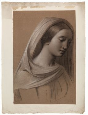  Giuseppe Bertini  (Milano, 1825 - 1898) : Busto di figura femminile ammantata.  - Auction BOOKS, MANUSCRIPTS, PRINTS AND DRAWINGS - Libreria Antiquaria Gonnelli - Casa d'Aste - Gonnelli Casa d'Aste