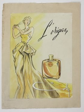 Bozzetto pubblicitario francese per il profumo L'Origan de Coty.  - Auction Timed Auction: Prints & drawings - Libreria Antiquaria Gonnelli - Casa d'Aste - Gonnelli Casa d'Aste