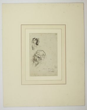  Marco Amodeo : Due studi: testa di uomo barbuto e donna mezzo busto.  - Auction Timed Auction: Prints & drawings - Libreria Antiquaria Gonnelli - Casa d'Aste - Gonnelli Casa d'Aste