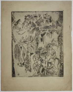 Charles Dufresne  (Millemont, 1876 - La Seyne, 1938) : La fuite en Egypte.  - Auction Timed Auction: Prints & drawings - Libreria Antiquaria Gonnelli - Casa d'Aste - Gonnelli Casa d'Aste