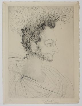  Salvador Dal  (Figueres, 1904 - 1989) : Portrait de Ronsard.  Pierre de Ronsard  - Auction Timed Auction: Prints & drawings - Libreria Antiquaria Gonnelli - Casa d'Aste - Gonnelli Casa d'Aste