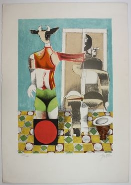  Franco Gentilini  (Faenza, 1909 - Roma, 1981) : Minotauro.  - Asta Asta a tempo: Stampe & disegni - Libreria Antiquaria Gonnelli - Casa d'Aste - Gonnelli Casa d'Aste