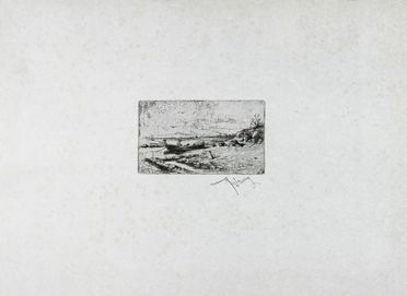  Mariano Fortuny y Marsal  (Tarragona, 1838 - Roma, 1874) : Barca e la playa.  - Asta Manoscritti, Libri, Autografi, Stampe & Disegni - Libreria Antiquaria Gonnelli - Casa d'Aste - Gonnelli Casa d'Aste