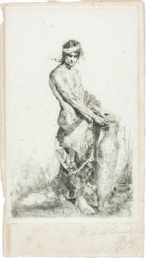  Luigi Rossi  (Castagnola, 1853 - Tesserete, 1923) : Uomo appoggiato a un 'anfora.  - Asta Manoscritti, Libri, Autografi, Stampe & Disegni - Libreria Antiquaria Gonnelli - Casa d'Aste - Gonnelli Casa d'Aste