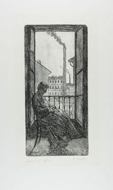  Luigi Russolo  (1885 - 1947) : Donna al balcone.  - Asta Manoscritti, Libri, Autografi, Stampe & Disegni - Libreria Antiquaria Gonnelli - Casa d'Aste - Gonnelli Casa d'Aste