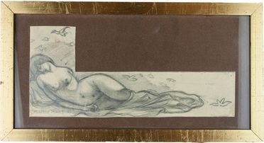  Alberto Martini  (Oderzo, 1876 - Milano, 1954) : Figura femminile seminuda distesa.  - Asta Manoscritti, Libri, Autografi, Stampe & Disegni - Libreria Antiquaria Gonnelli - Casa d'Aste - Gonnelli Casa d'Aste