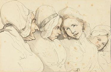  Thomas Rowlandson  (Londra, 1756 - 1827) : Due vecchie e due ragazze.  - Asta Manoscritti, Libri, Autografi, Stampe & Disegni - Libreria Antiquaria Gonnelli - Casa d'Aste - Gonnelli Casa d'Aste