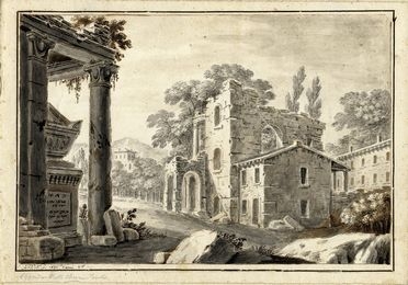 Alessandro Dalla Nave  (Budrio,  - Imola, 1821) : Paesaggio con rovine.  - Asta Libri, Grafica - Libreria Antiquaria Gonnelli - Casa d'Aste - Gonnelli Casa d'Aste