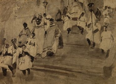  Giuseppe Graziosi  (Savignano sul Panaro, 1879 - Firenze, 1942) : Processione.  - Asta Libri, Grafica - Libreria Antiquaria Gonnelli - Casa d'Aste - Gonnelli Casa d'Aste