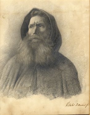  Vito (d') Ancona  (Pesaro, 1824 - Firenze, 1884) : Ritratto di monaco a mezzo busto.  - Asta Libri, Grafica - Libreria Antiquaria Gonnelli - Casa d'Aste - Gonnelli Casa d'Aste