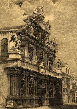  Emanuele Brugnoli  (Bologna, 1859 - Venezia, 1944) : Chiesa di Santa Maria del Giglio a Venezia.  - Asta Libri, Grafica - Libreria Antiquaria Gonnelli - Casa d'Aste - Gonnelli Casa d'Aste