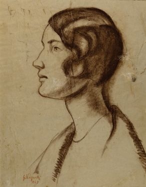  Gianni Vagnetti  (Firenze, 1897 - 1956) : Profilo femminile.  - Asta Libri, Grafica - Libreria Antiquaria Gonnelli - Casa d'Aste - Gonnelli Casa d'Aste