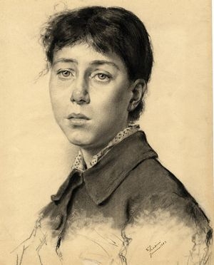  Enrico Lusini  (Seconda met del XIX secolo, ) : Ritratto di ragazza.  - Asta Libri, Grafica - Libreria Antiquaria Gonnelli - Casa d'Aste - Gonnelli Casa d'Aste