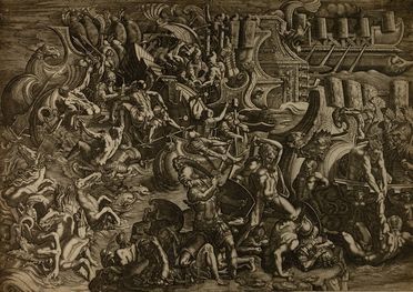  Giovan Battista Scultori  (Mantova, 1503 - 1575) : Battaglia navale tra Greci e Troiani.  - Auction Books, Prints and Drawings - Libreria Antiquaria Gonnelli - Casa d'Aste - Gonnelli Casa d'Aste
