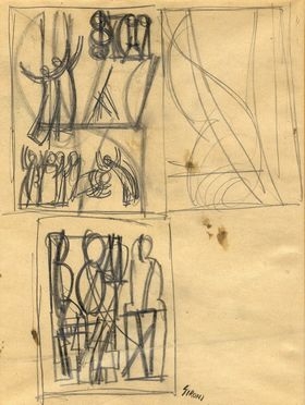  Mario Sironi  (Sassari, 1885 - Milano, 1961) : Studi di figure.  - Asta Libri, Grafica - Libreria Antiquaria Gonnelli - Casa d'Aste - Gonnelli Casa d'Aste