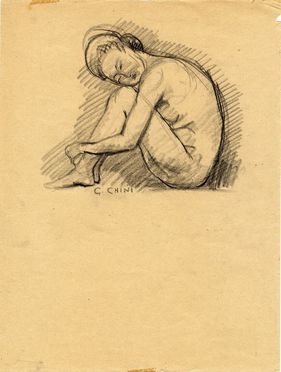  Galileo Chini  (Firenze, 1873 - 1956) : Nudo di donna orientale seduta.  - Asta Libri, Grafica - Libreria Antiquaria Gonnelli - Casa d'Aste - Gonnelli Casa d'Aste
