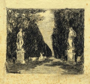  Emma Ciardi  (Venezia, 1879 - 1933) : Viale di giardino.  - Asta Libri, Grafica - Libreria Antiquaria Gonnelli - Casa d'Aste - Gonnelli Casa d'Aste