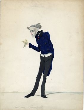  Melchiorre Delfico  (Teramo, 1825 - Portici, 1895) : Caricatura del marchese Sampieri.  - Asta Libri, Grafica - Libreria Antiquaria Gonnelli - Casa d'Aste - Gonnelli Casa d'Aste