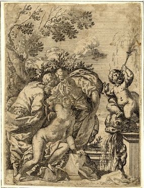  Antonio Domenico Triva  (Reggio Emilia, 1626 - Monaco, 1699) : Susanna sorpresa al bagno dai vecchioni.  - Asta Libri, Grafica - Libreria Antiquaria Gonnelli - Casa d'Aste - Gonnelli Casa d'Aste