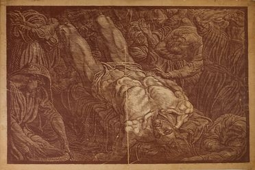  Adolfo De Carolis  (Montefiore dell'Aso, 1874 - Roma, 1928) : Cristo morto.  - Asta Grafica, Dipinti ed Oggetti d'Arte dal XV al XX secolo - Libreria Antiquaria Gonnelli - Casa d'Aste - Gonnelli Casa d'Aste