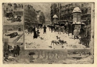  Flix Buhot  (Valognes, 1847 - Parigi, 1898) : L'hiver de 1879  Paris.  - Asta Grafica, Dipinti ed Oggetti d'Arte dal XV al XX secolo - Libreria Antiquaria Gonnelli - Casa d'Aste - Gonnelli Casa d'Aste