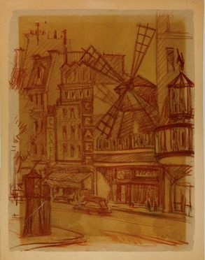  Augusto Zoboli  (Modena, 1894 - 1991) : Parigi. Le Moulin Rouge.  - Asta Grafica, Dipinti ed Oggetti d'Arte dal XV al XX secolo - Libreria Antiquaria Gonnelli - Casa d'Aste - Gonnelli Casa d'Aste