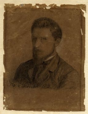  Mos Bianchi  (Mairago, 1836 - 1892) : Autoritratto.  - Asta Grafica, Dipinti ed Oggetti d'Arte dal XV al XX secolo - Libreria Antiquaria Gonnelli - Casa d'Aste - Gonnelli Casa d'Aste