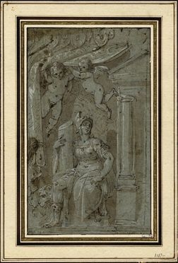  Giorgio Vasari  (Arezzo, 1511 - Firenze, 1574) [cerchia di] : Allegoria della Forza.  - Auction Paintings, Prints, Drawings and Fine Art - Libreria Antiquaria Gonnelli - Casa d'Aste - Gonnelli Casa d'Aste