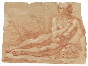  Francesco Curradi  (Firenze, 1570 - 1661) [attribuito a] : Studio di nudo maschile.  - Asta Grafica, Dipinti ed Oggetti d'Arte dal XV al XX secolo - Libreria Antiquaria Gonnelli - Casa d'Aste - Gonnelli Casa d'Aste