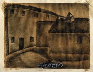  Ottone Rosai  (Firenze, 1895 - Ivrea, 1957) : Case.  - Asta Grafica, Dipinti ed Oggetti d'Arte dal XV al XX secolo - Libreria Antiquaria Gonnelli - Casa d'Aste - Gonnelli Casa d'Aste