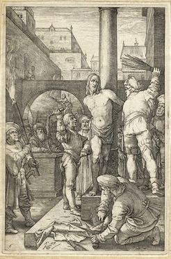  Hendrik Goltzius  (Mühlbracht, 1558 - Haarlem, 1617) : La flagellazione.  - Asta Grafica, Dipinti ed Oggetti d'Arte dal XV al XX secolo - Libreria Antiquaria Gonnelli - Casa d'Aste - Gonnelli Casa d'Aste