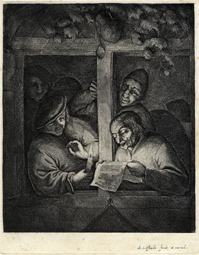  Adriaen (van) Ostade  (Haarlem,, 1610 - ivi, 1685) : I cantori.  - Asta Grafica, Dipinti ed Oggetti d'Arte dal XV al XX secolo - Libreria Antiquaria Gonnelli - Casa d'Aste - Gonnelli Casa d'Aste
