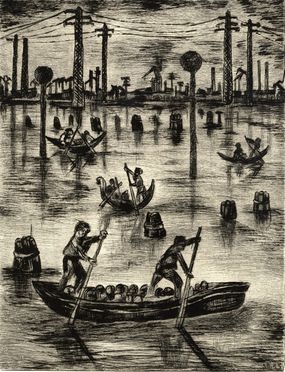  Tono Zancanaro  (Padova, 1906 - 1985) : In laguna.  - Asta Grafica, Dipinti ed Oggetti d'Arte dal XV al XX secolo - Libreria Antiquaria Gonnelli - Casa d'Aste - Gonnelli Casa d'Aste