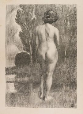 Adolfo Magrini  (Ferrara, 1876 - Milano, 1957) : Nudo femminile in un paesaggio.  - Asta Grafica, Dipinti ed Oggetti d'Arte dal XV al XX secolo - Libreria Antiquaria Gonnelli - Casa d'Aste - Gonnelli Casa d'Aste