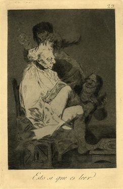  Francisco Goya y Lucientes  (Fuendetodos,, 1746 - Bordeaux,, 1828) : Esto si que es leer. (Questo s che  leggere).  - Asta Grafica, Dipinti ed Oggetti d'Arte dal XV al XX secolo - Libreria Antiquaria Gonnelli - Casa d'Aste - Gonnelli Casa d'Aste