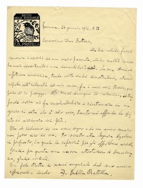  Pratella Francesco Balilla : Lettera autografa firmata inviata al Maestro Guerzini.  - Asta Libri, manoscritti e autografi - Libreria Antiquaria Gonnelli - Casa d'Aste - Gonnelli Casa d'Aste