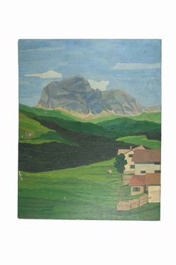 Armando Magherini  (Firenze, 1896) : Paesaggio di montagna.  - Asta Stampe e Disegni XVI-XX secolo, Dipinti dell'800 e del '900. - Libreria Antiquaria Gonnelli - Casa d'Aste - Gonnelli Casa d'Aste