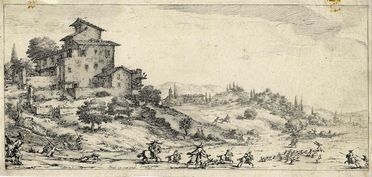  Jacques Callot  (Nancy, 1592 - 1635) : La caccia al cervo.  - Asta Stampe e Disegni XVI-XX secolo, Dipinti dell'800 e del '900. - Libreria Antiquaria Gonnelli - Casa d'Aste - Gonnelli Casa d'Aste