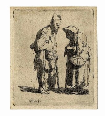  Rembrandt Harmenszoon van Rijn  (Leida,, 1606 - Amsterdam,, 1669) : Mendicante e donna in conversazione.  - Asta Stampe e Disegni XVI-XX secolo, Dipinti dell'800 e del '900. - Libreria Antiquaria Gonnelli - Casa d'Aste - Gonnelli Casa d'Aste