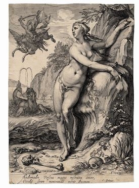  Jan Saenredam  (Zaandam,, 1565 - Assendelft,, 1607) : Perseo e Andromeda. Da Hendrick Goltzius.  Hendrik Goltzius  (Mhlbracht,, 1558 - Haarlem,, 1617)  - Asta Stampe e Disegni XVI-XX secolo, Dipinti dell'800 e del '900. - Libreria Antiquaria Gonnelli - Casa d'Aste - Gonnelli Casa d'Aste