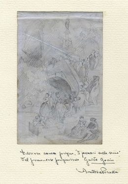  Guido Gonin  (Torino, 1833 - Aix-les-Bains, 1906) : I pescatori sulla Senna.  - Auction Prints and Drawings XVI-XX century, Paintings of the 19th-20th centuries - Libreria Antiquaria Gonnelli - Casa d'Aste - Gonnelli Casa d'Aste