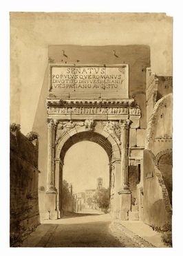  Achille Vertunni  (Napoli, 1826 - Roma, 1897) : L'arco di Tito.  - Auction Prints and Drawings XVI-XX century, Paintings of the 19th-20th centuries - Libreria Antiquaria Gonnelli - Casa d'Aste - Gonnelli Casa d'Aste