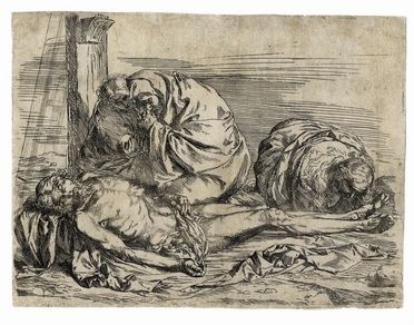  Jusepe (de) Ribera  (Xtiva, 1591 - Napoli, 1652) : La lamentazione.  - Asta Stampe e Disegni XVI-XX secolo, Dipinti dell'800 e del '900. - Libreria Antiquaria Gonnelli - Casa d'Aste - Gonnelli Casa d'Aste